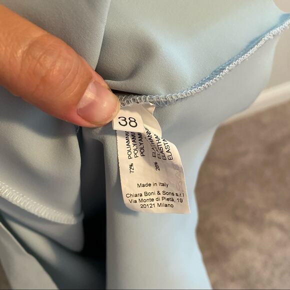 Chiara Boni La Petite Robe Light Blue Mesh Long Sleeve Maxi Dress Gown 38 XS - Picture 8 of 16